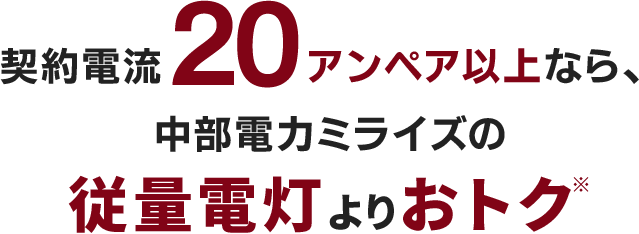 契約電流20アンペア以上なら、中部電力ミライズの基本プランよりおトク